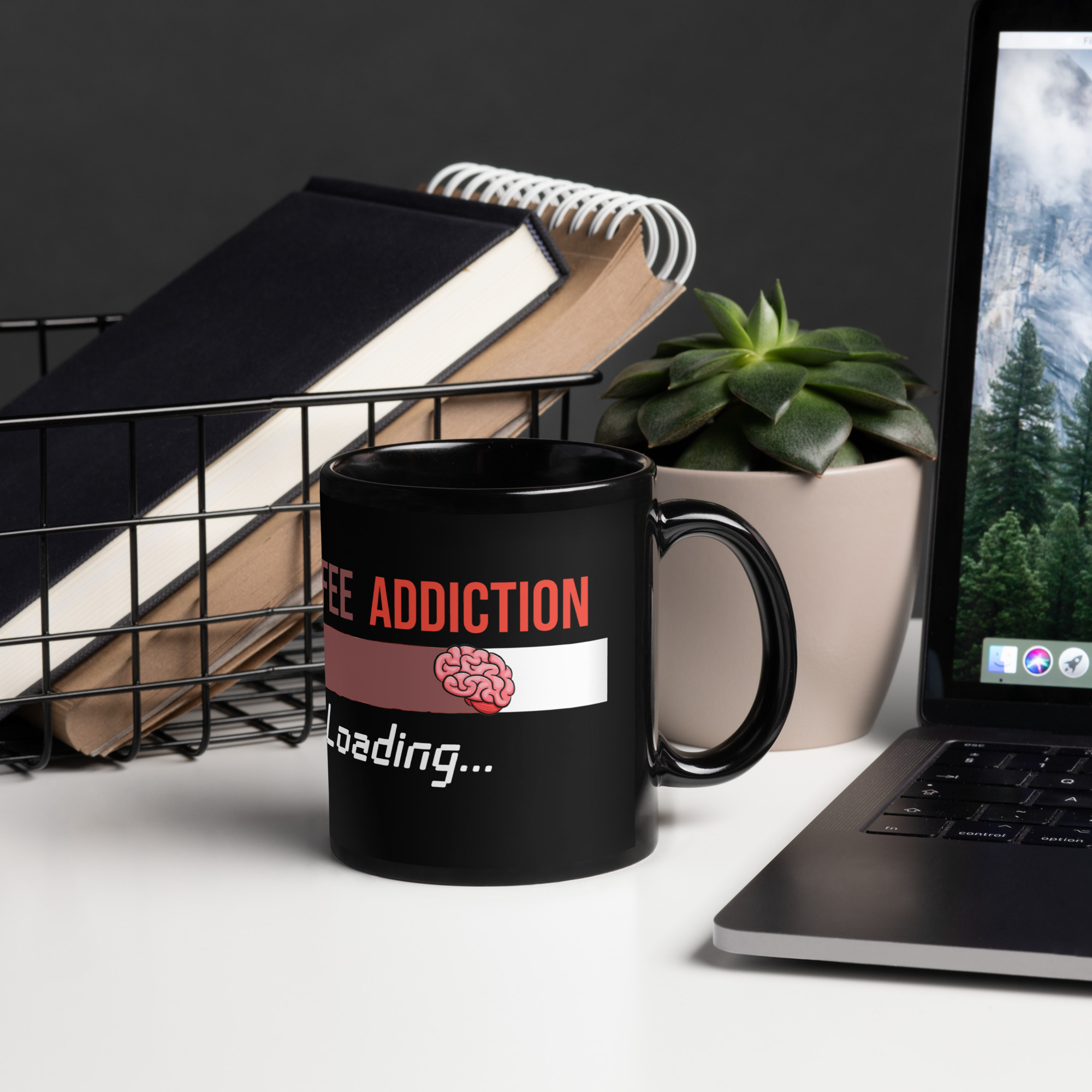Coffee Addiction Loading Black Glossy Mug