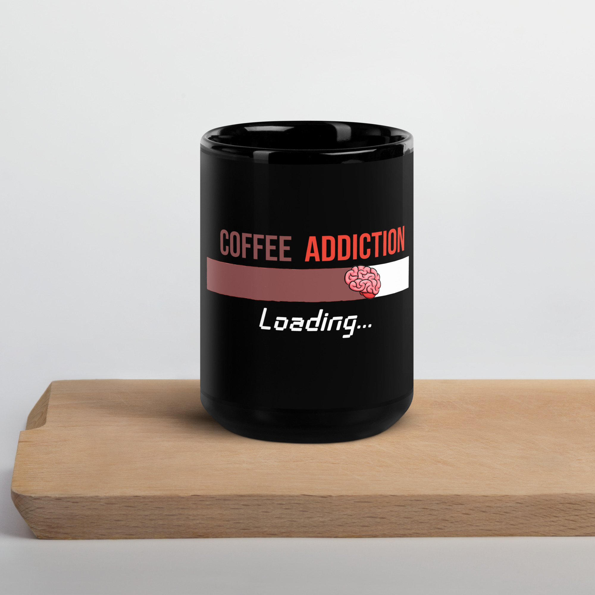 Coffee Addiction Loading Black Glossy Mug - Image 2